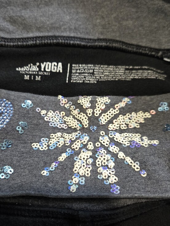 PINK Victoria's Secret Pants - Rare Vtg PINK Victoria's Secret Foldover Gray Sequin-Embellished Yogapants
